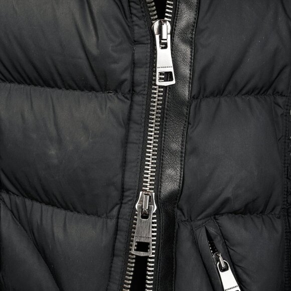 Burberry Brit Charcoal Leather-Trim Belted Puffer Jacket - Picture 10 of 16